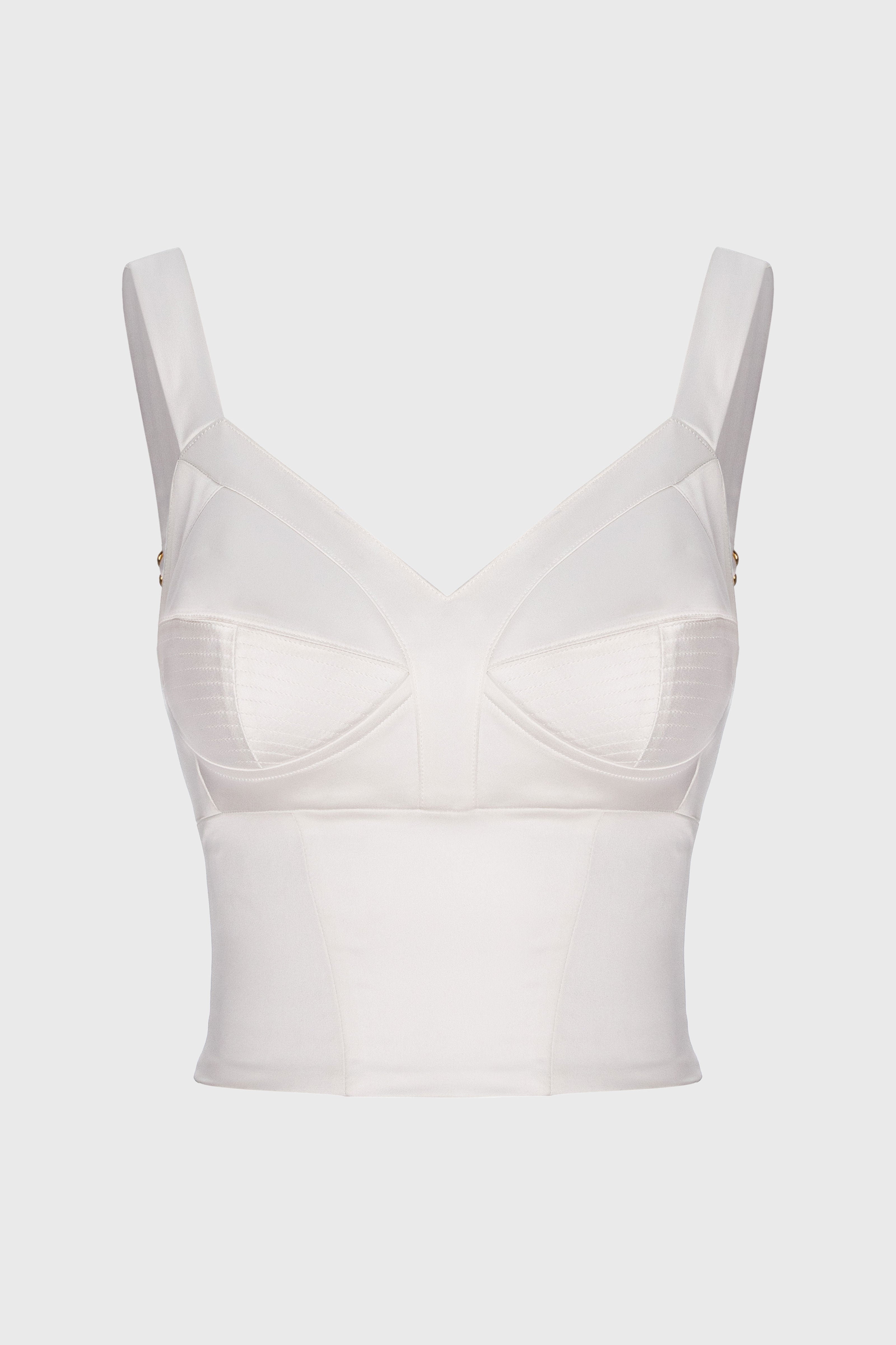 Corset alb din satin cu cupe Sculpt