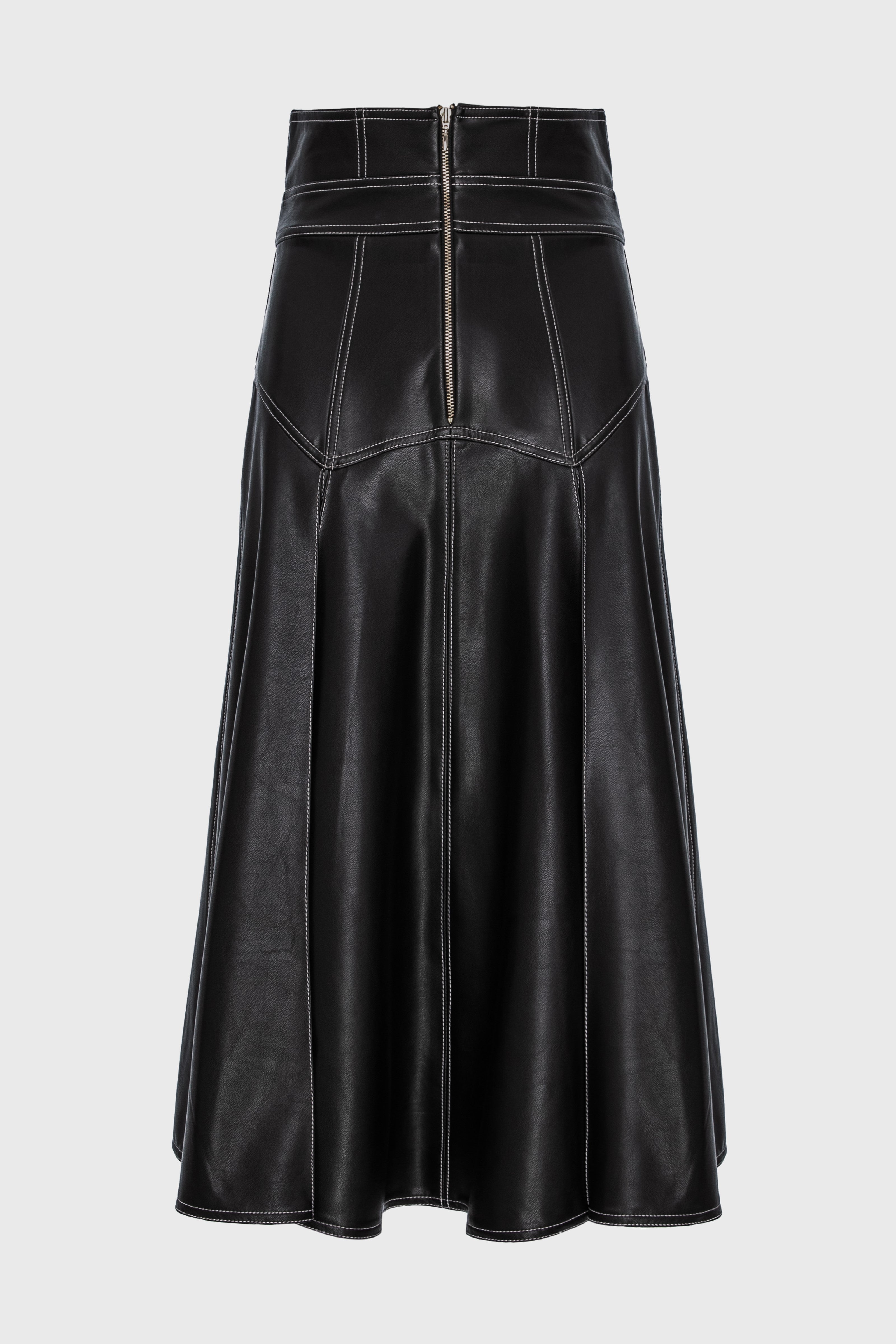 Underline Eco Leather Skirt Black
