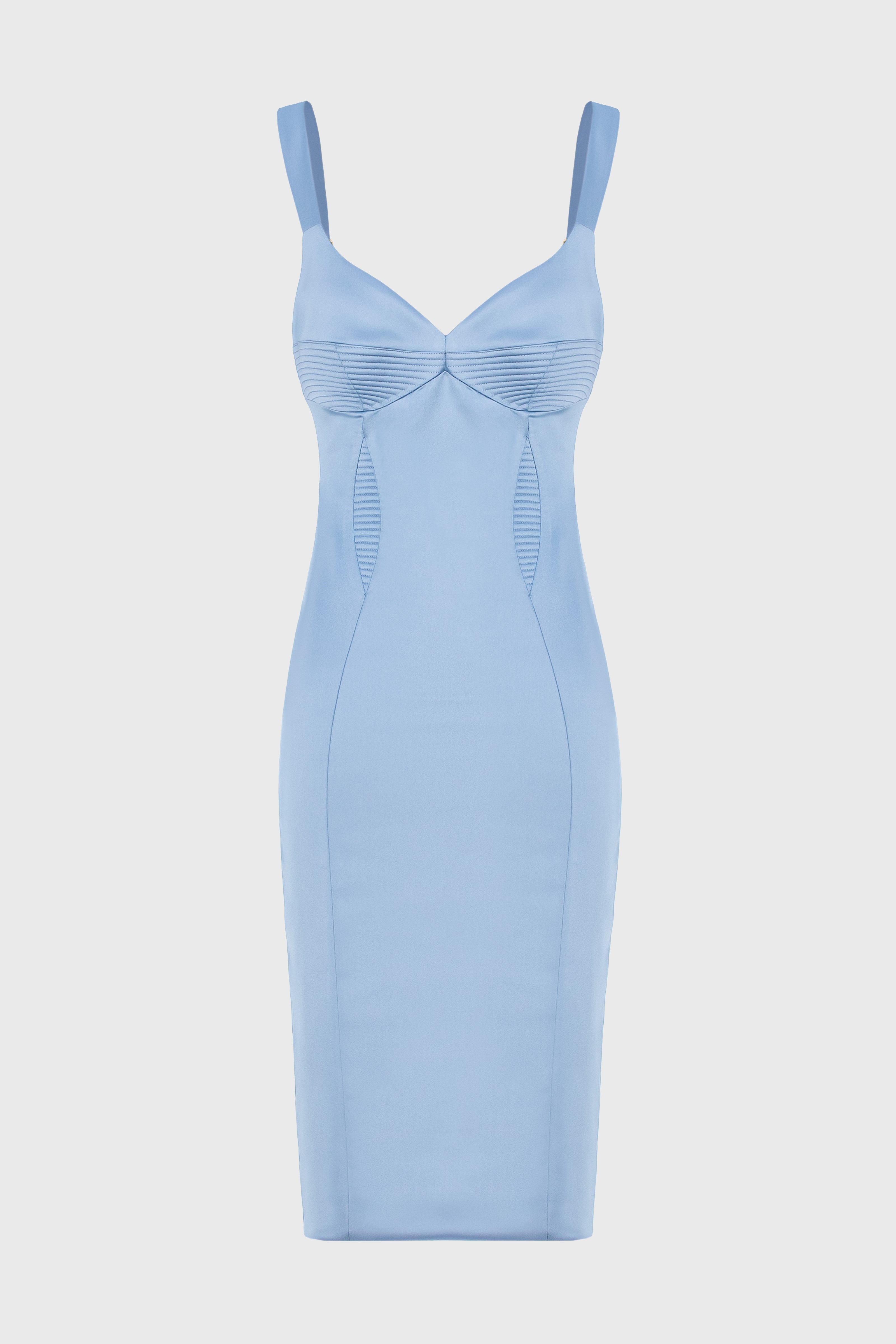 Rochie albastra din satin elastic Haze