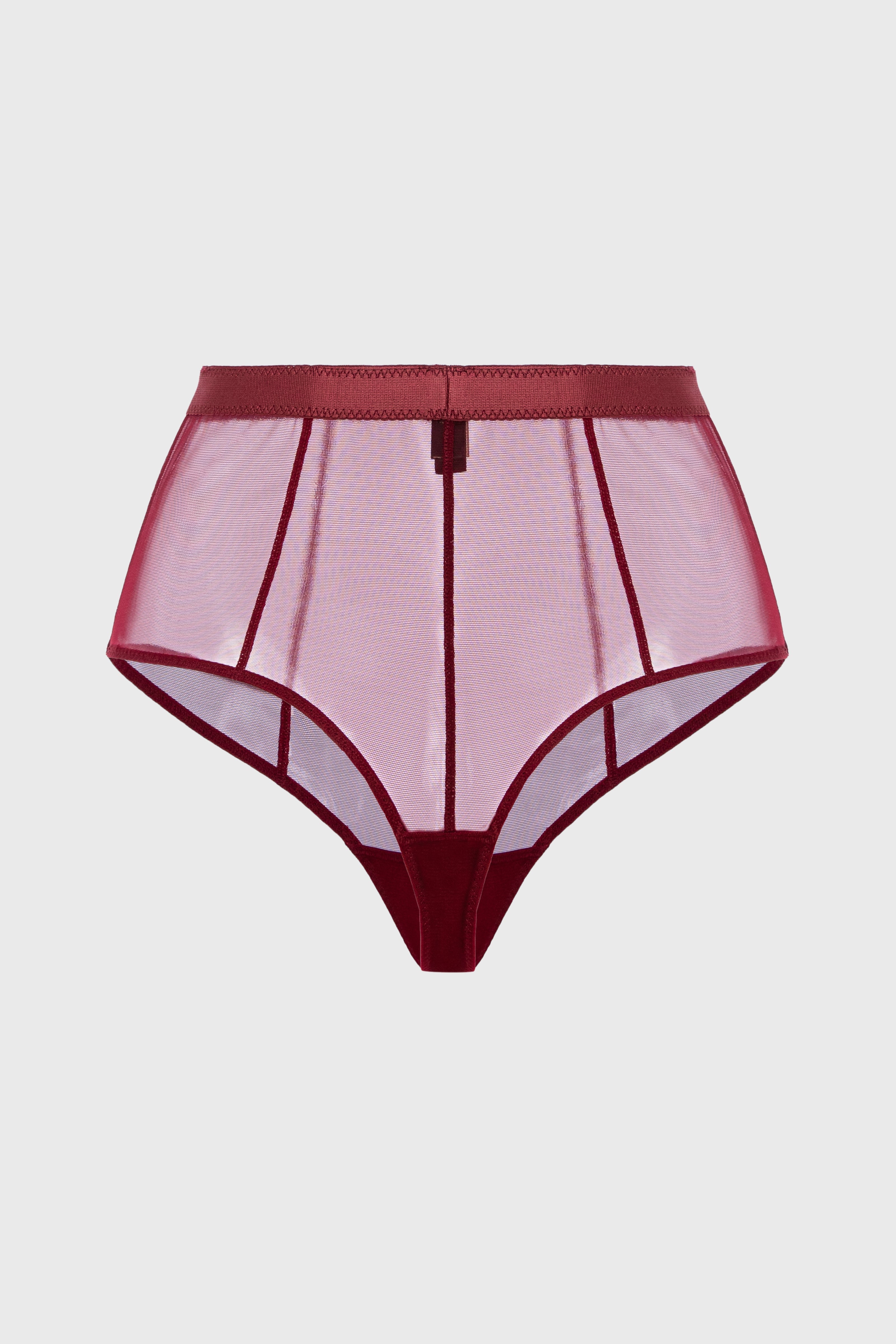 Chilot rosu inchis din tulle elastic transparent Sculpt
