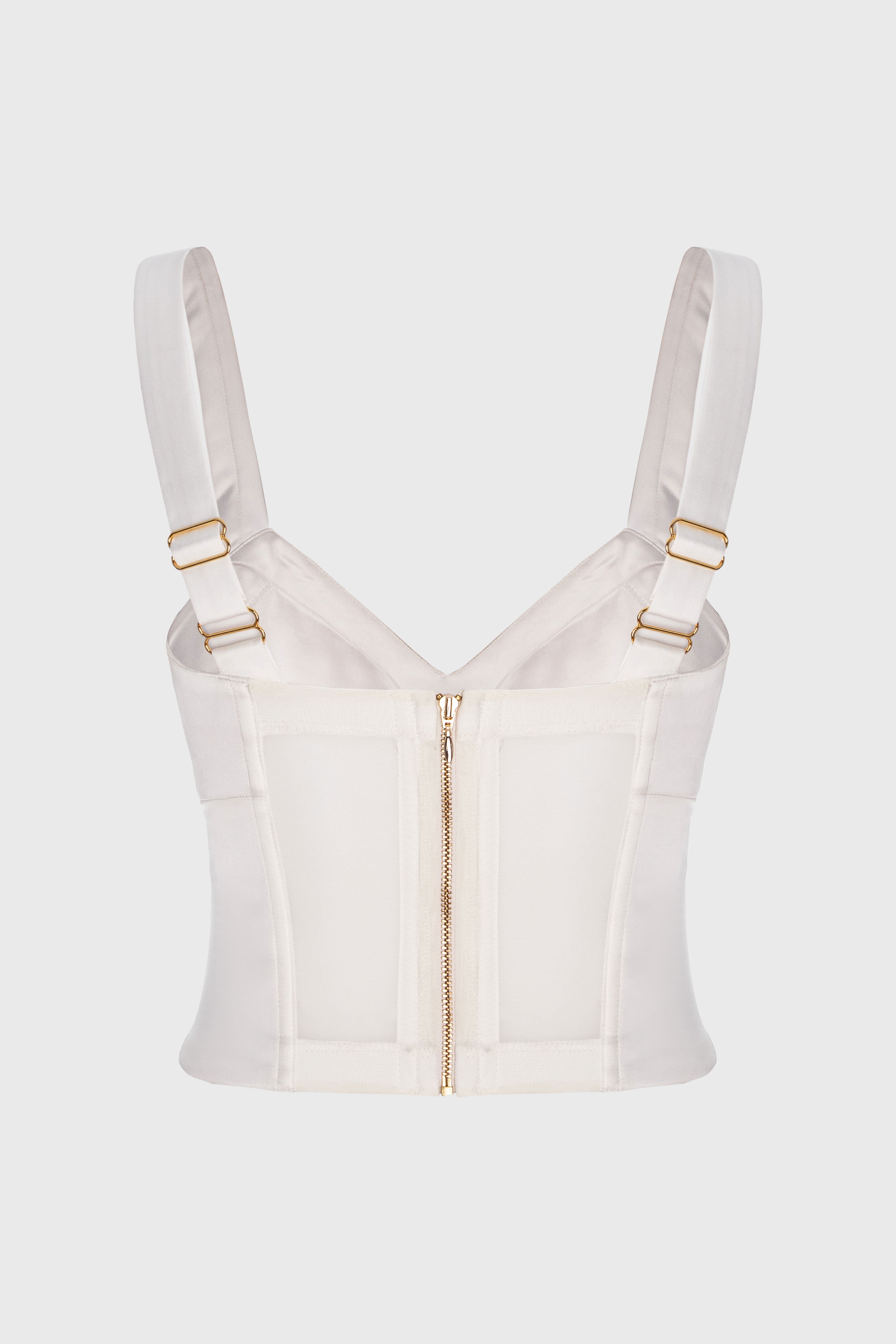 Corset alb din satin cu cupe Sculpt