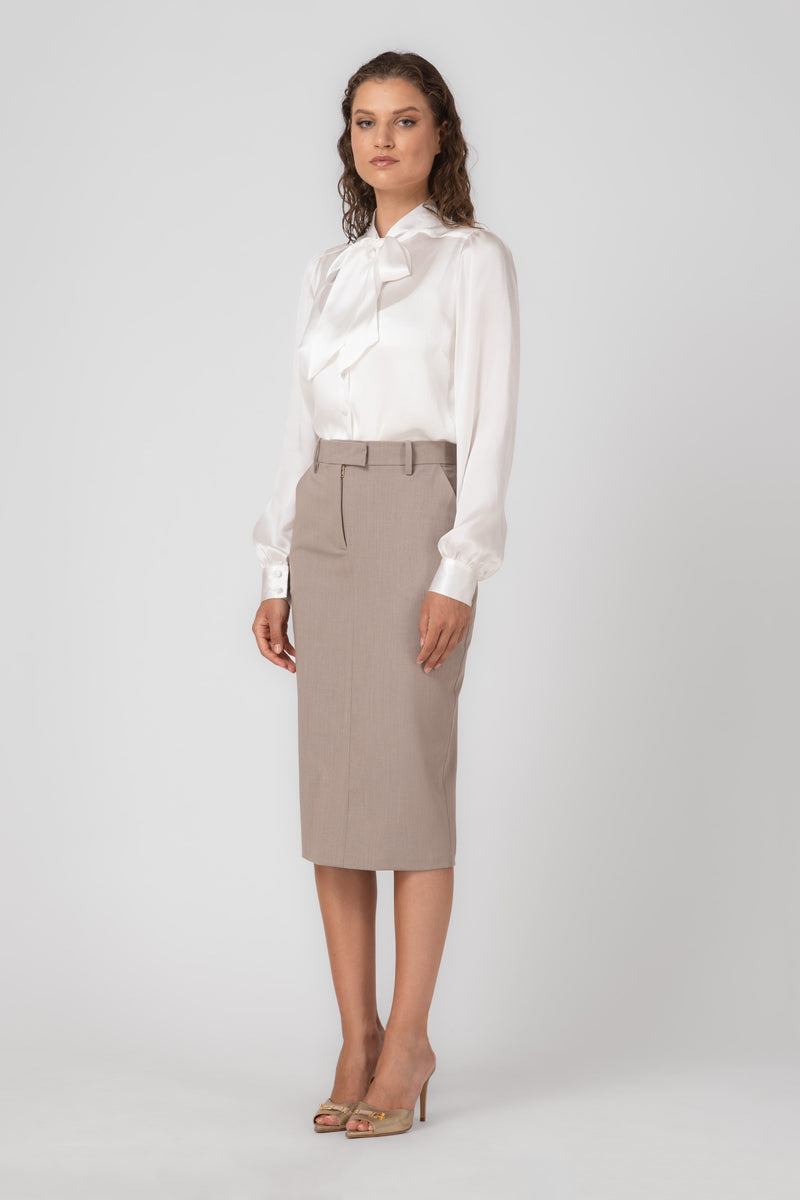 Formal Wool Skirt Sand