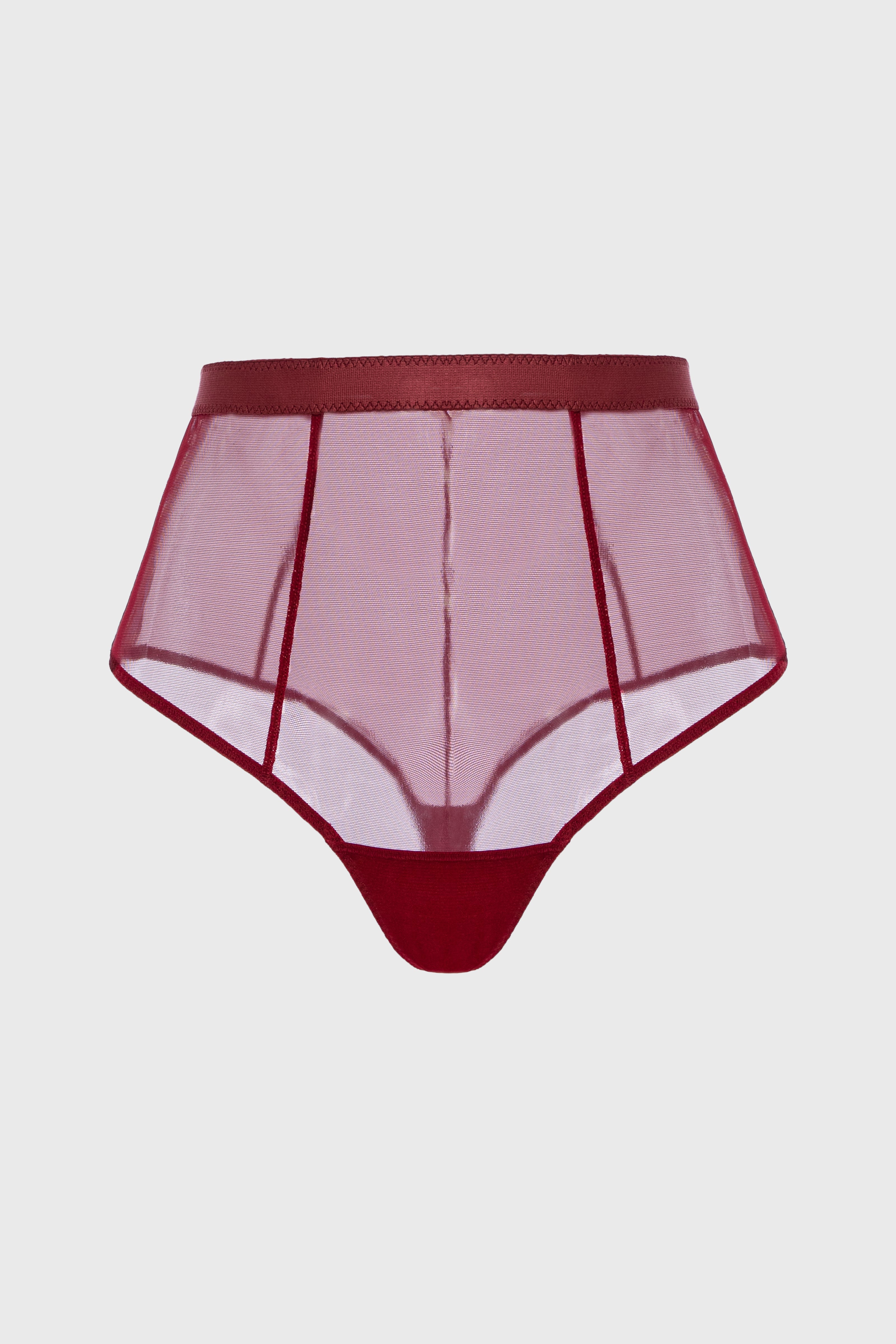Chilot rosu inchis din tulle elastic transparent Sculpt