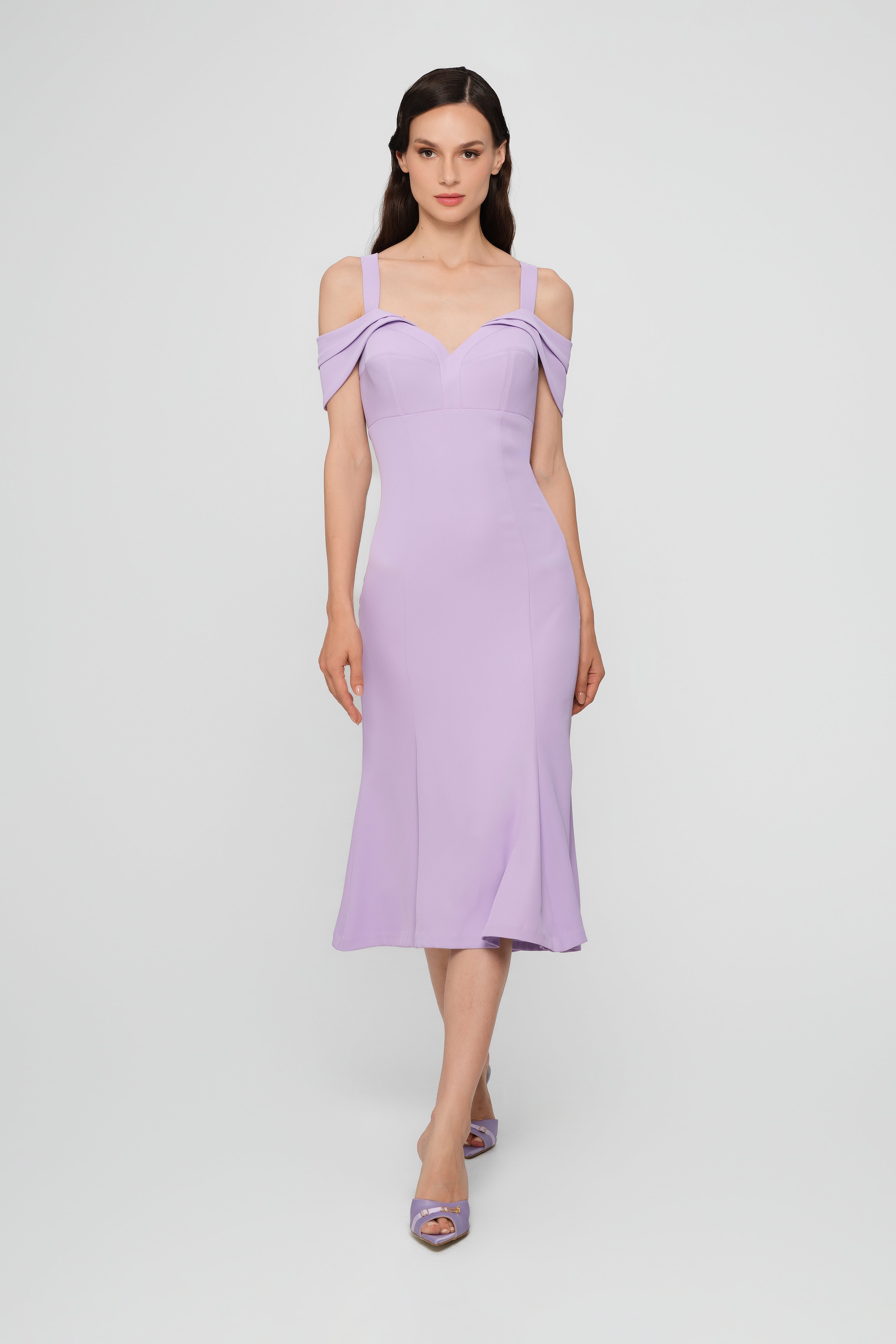 Rochie lavanda midi cu cupe retro Candy