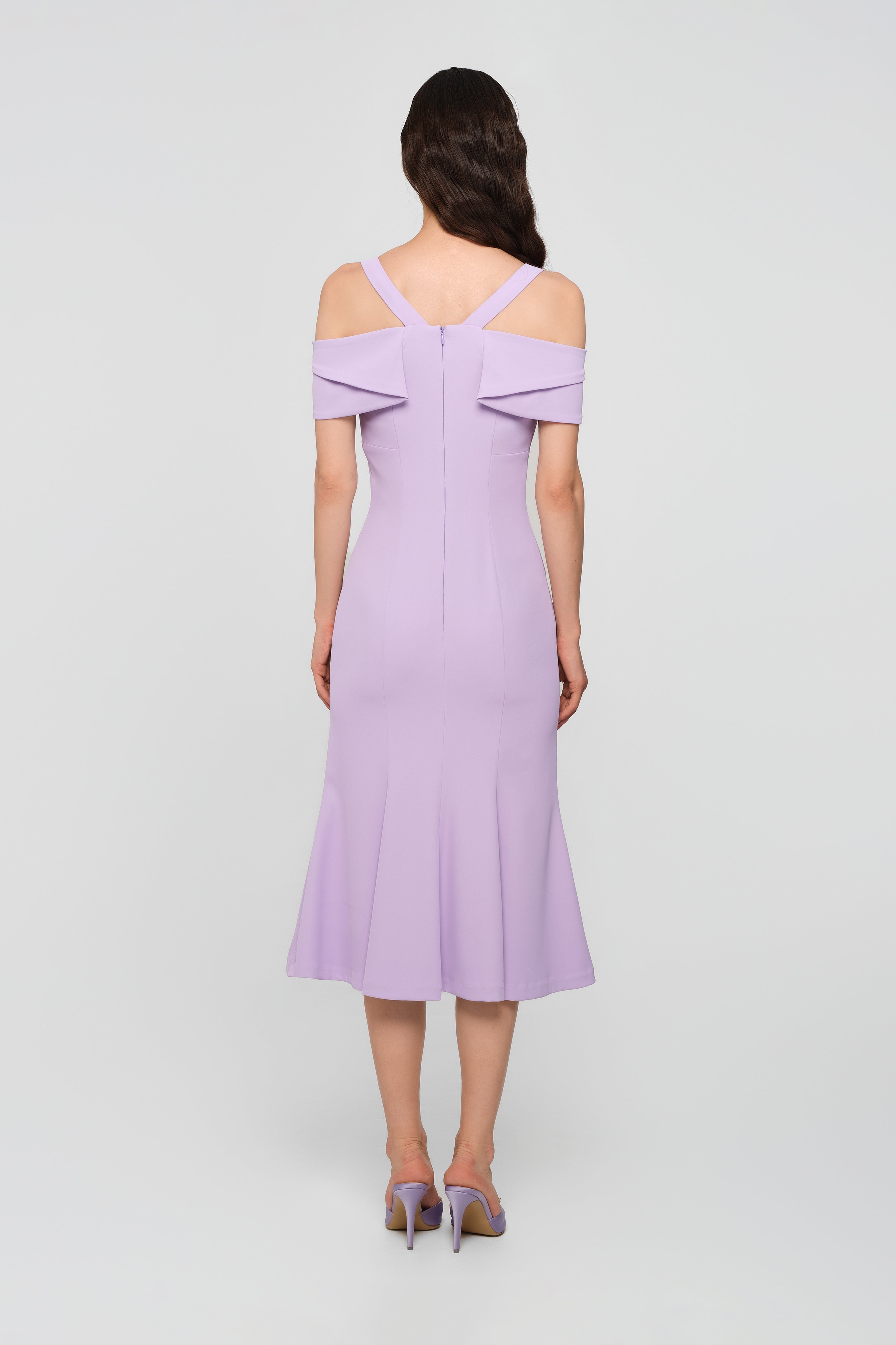 Rochie lavanda midi cu cupe retro Candy