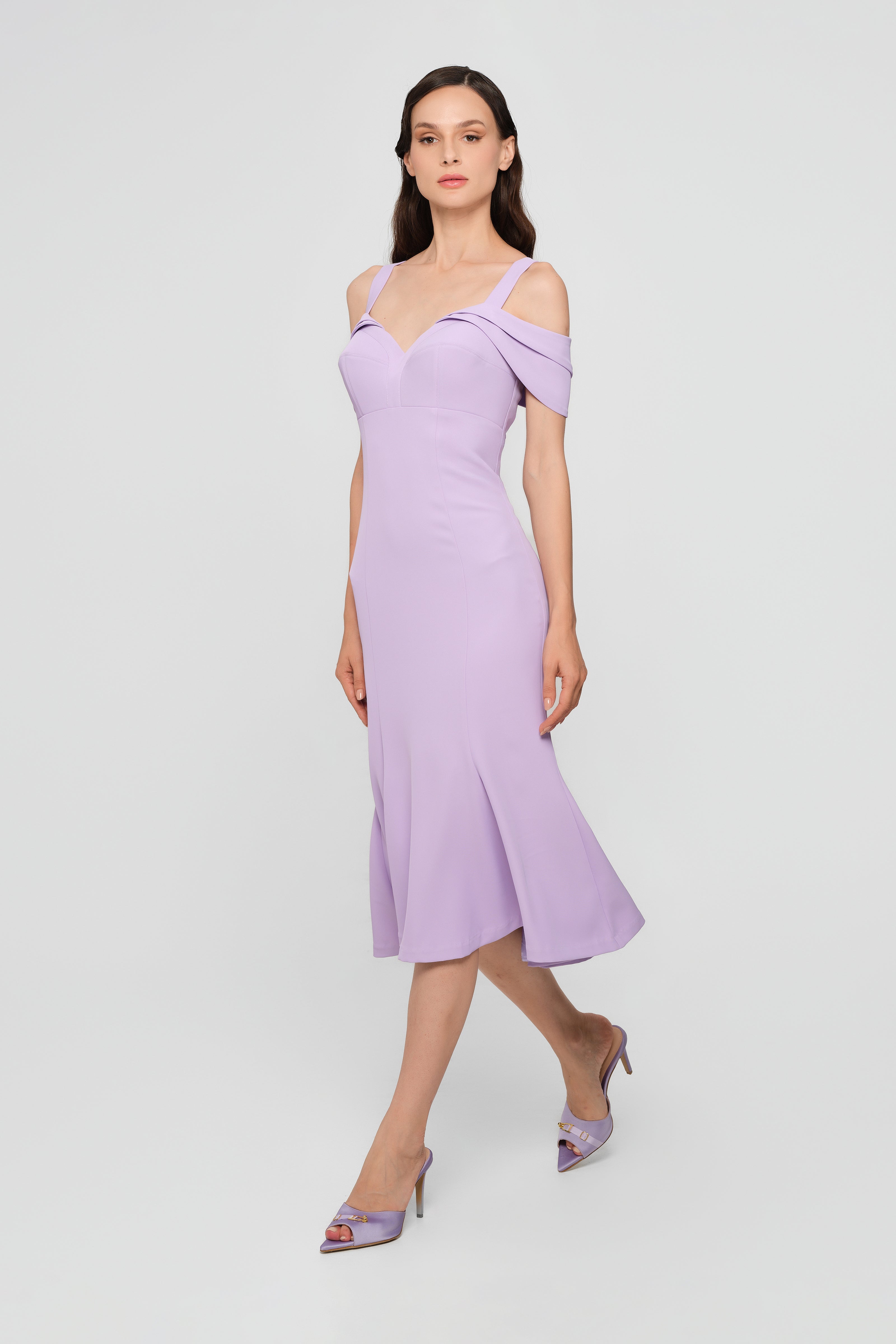 Rochie lavanda midi cu cupe retro Candy