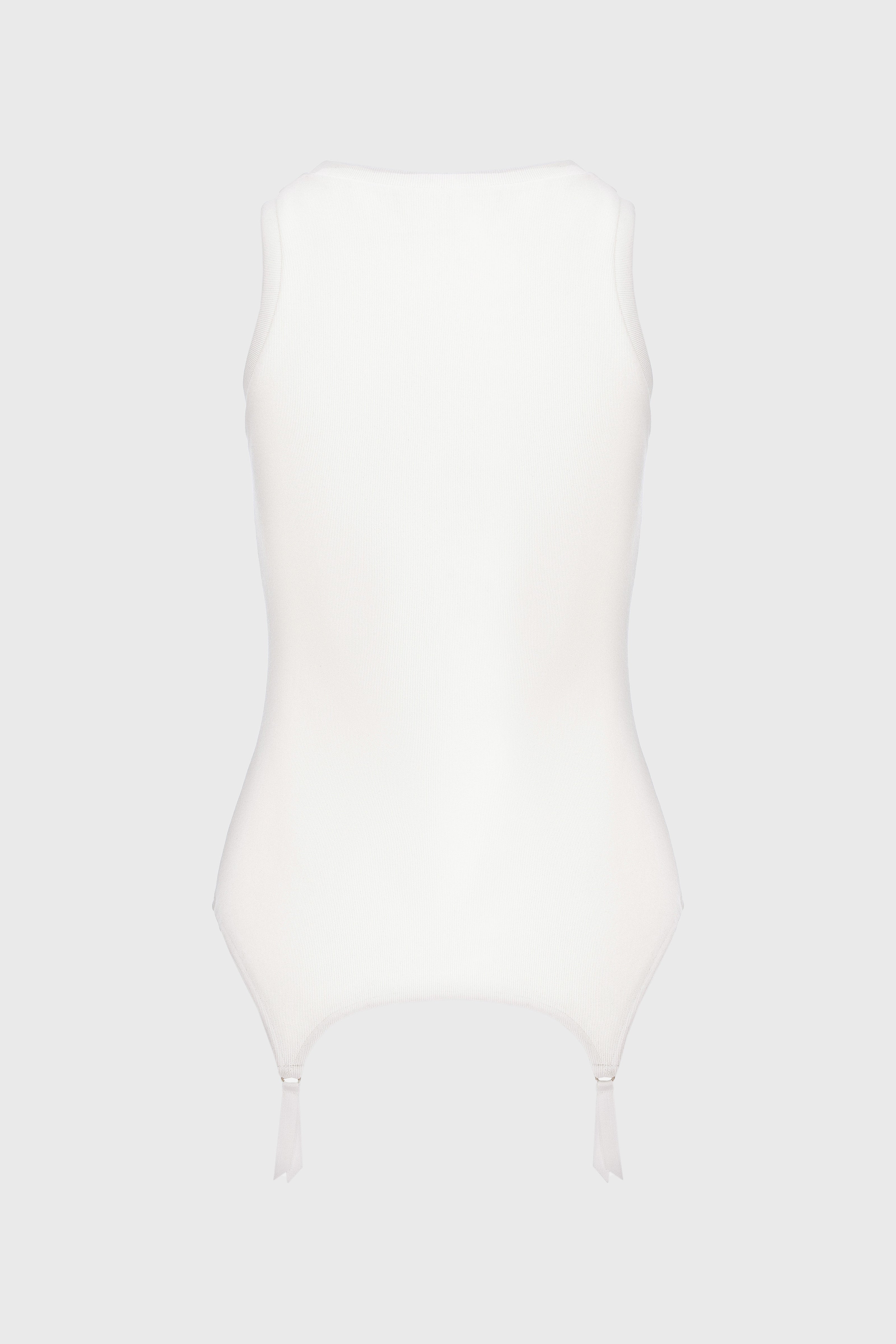 Top alb fara maneci reiat Garter