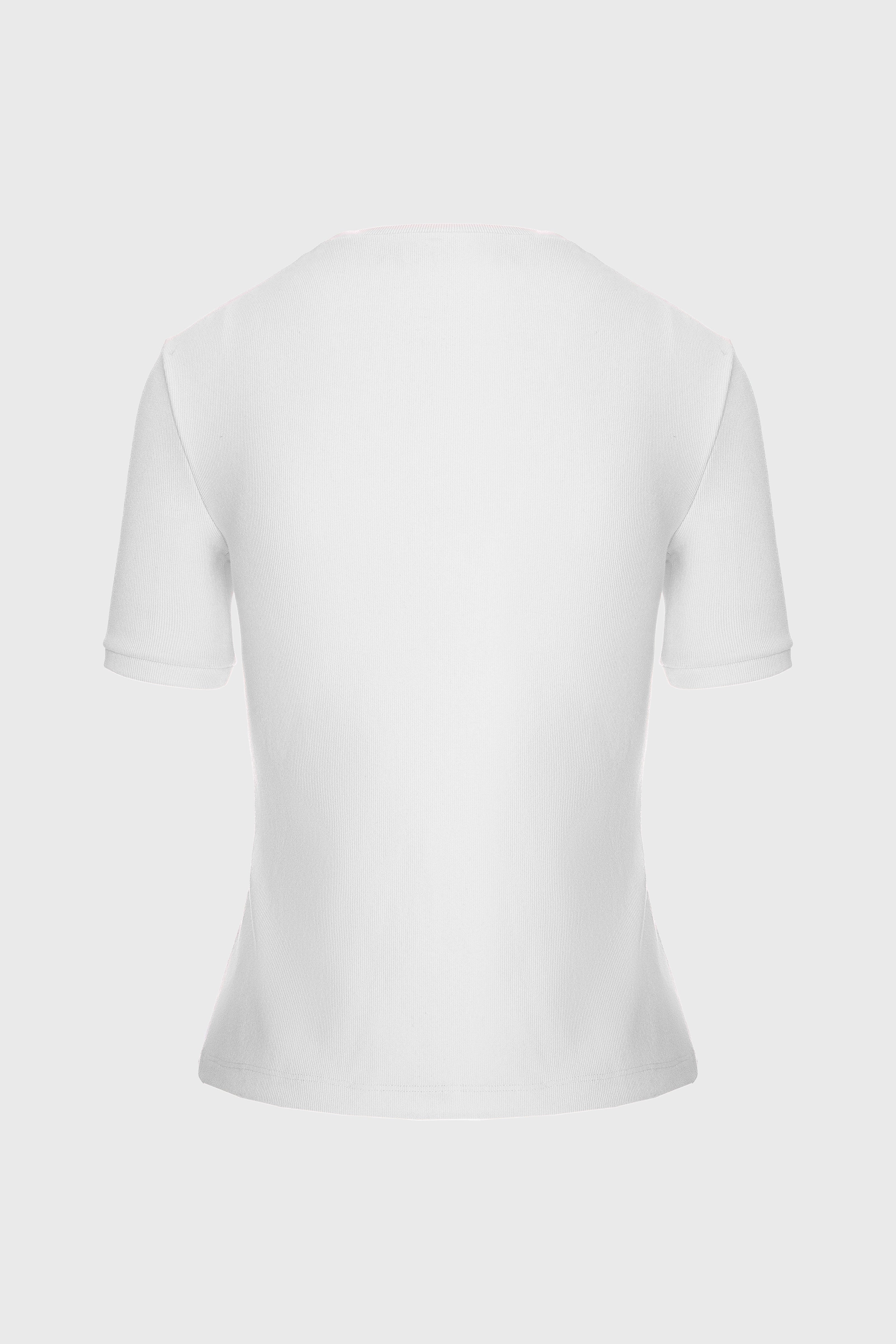 Tricou alb din bumbac reiat Logo