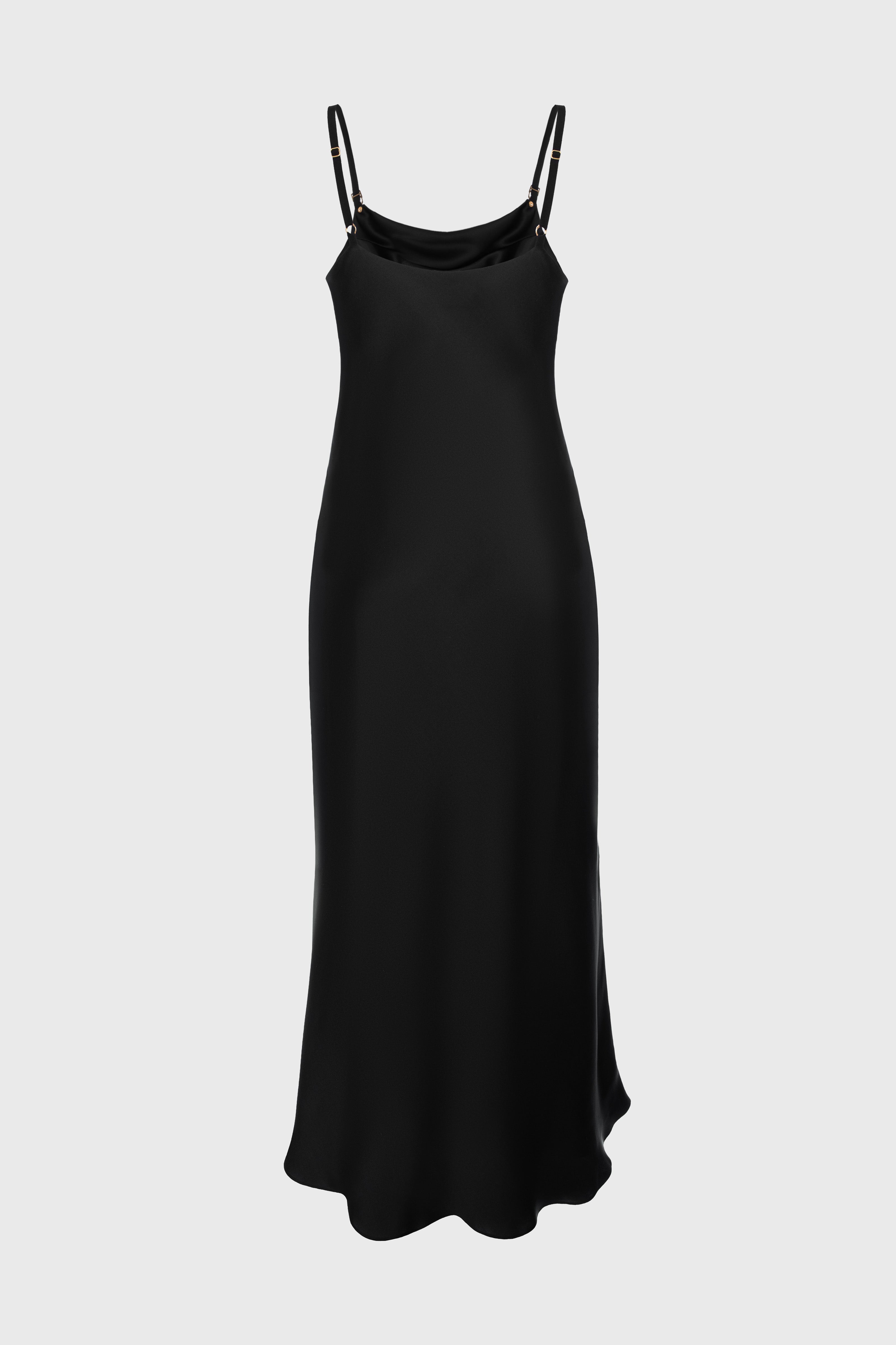 Rochie neagra midi din matase naturala Slip